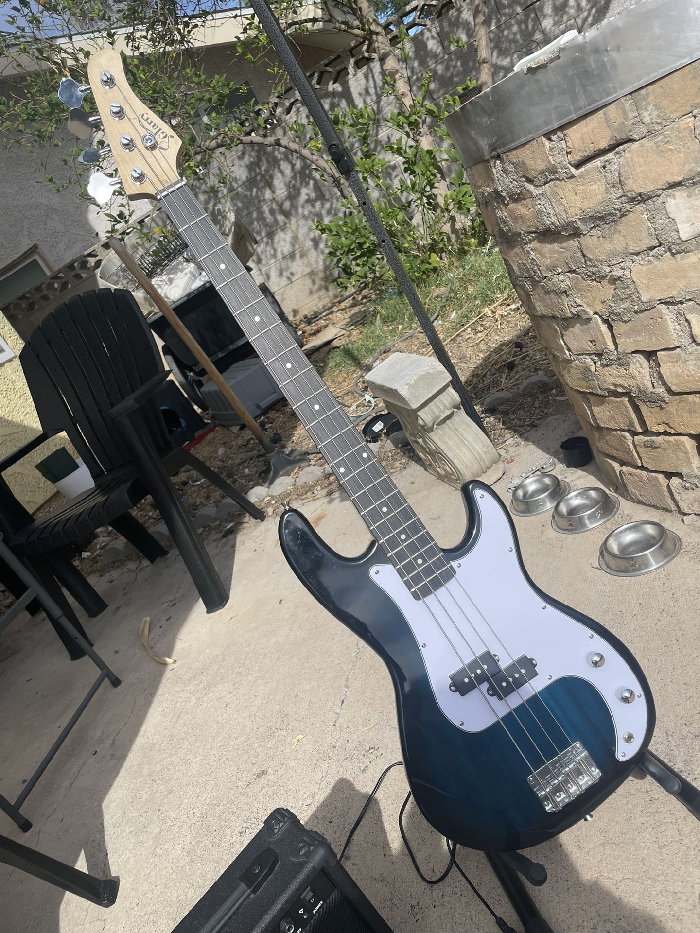 Blue Glarry 4-String Bass Guitar