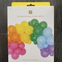 NEW RAINBOW BALLOON ARCH TALKING TABLES 60 BALLOON COUNT NEW ASSORTED COLORS Open Box $20