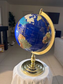 arge 21” Blue Gemstonet World Globe with Gold Floor Stand – New Open Box