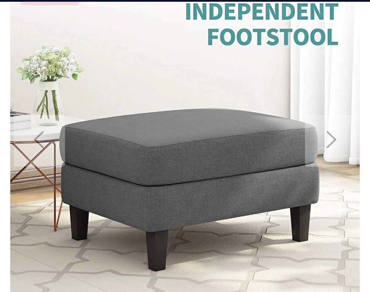 Mecor Ottoman Footrest 30 Inches Fabric Bench Couch Furniture For Living Room Gray