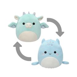 Squishmallows Flipamallows Miles Dragon / Lune Loch Ness Monster 8" NWT RARE