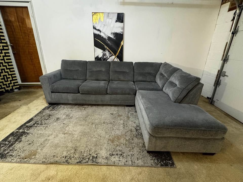Gray Microfiber 5-Seater Sectional Sofa