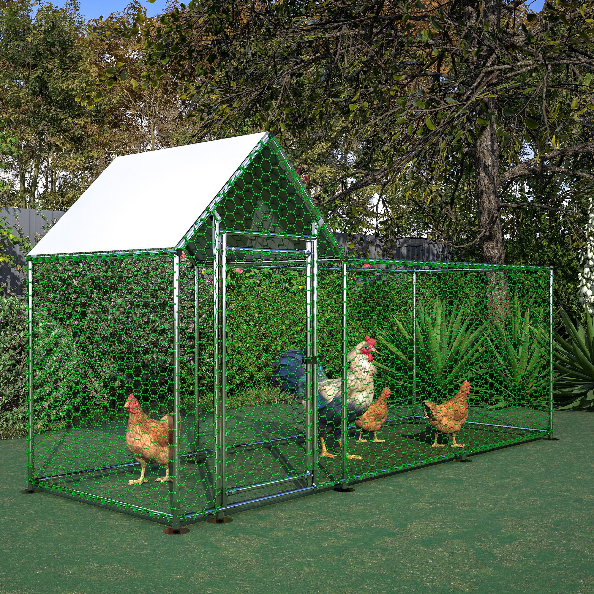 10X3Ft Metal Chicken Coop Run Backyard Hen House Poultry Habitat Photo Inspiration