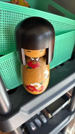 8" in Japanese Sosaku Wooden Kokeshi Doll Signed Girl