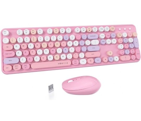 UBOTIE Pink Keyboard and Mouse Set -NEW