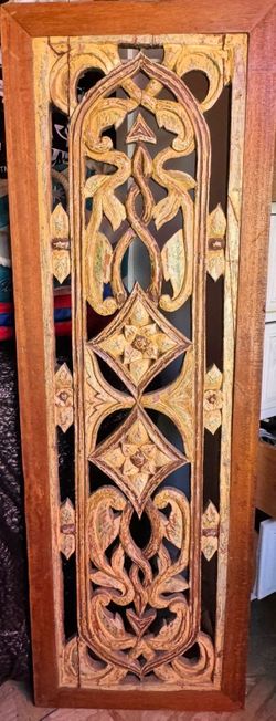 Beautiful Hand-Carved Wood Wall Panel – Rustic / Boho Décor