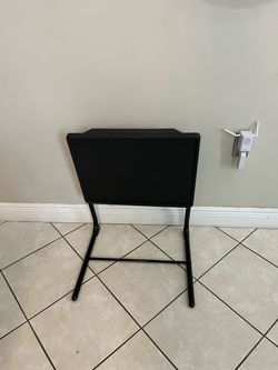 New Table Mate II Adjustable Folding Tray Table with Cup Holder - Black