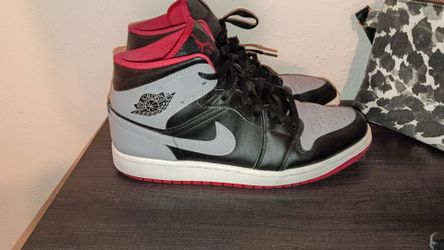 Nike Air Jordan 1 Mid Black Grey Red Sneakers