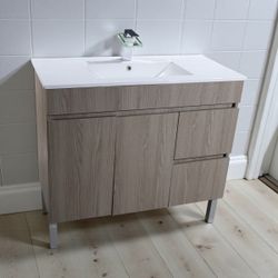 Modern Bathroom Vanity with Sink & Faucet – Like New (2 Available)