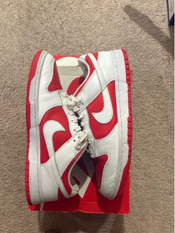 White and red Nike dunks size 12