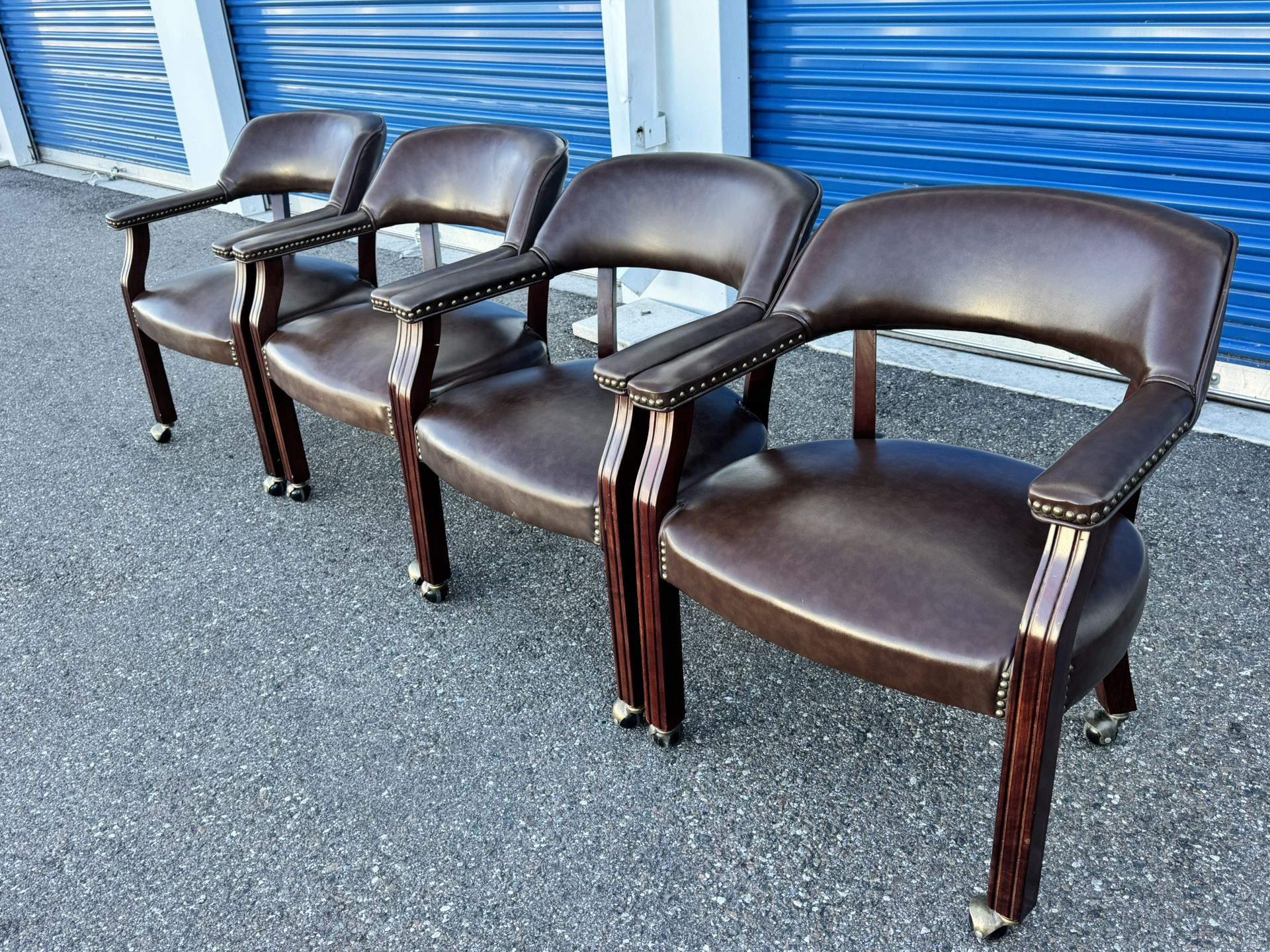 STEVE POKER TABLE CHAIRS VEGAN LEATHER NAILHEAD OR OFFICE CHAIR DINING