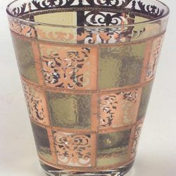 Culver Prado Green 22k Gold Lowball Rocks Whiskey Glasses Mid Century Barware 