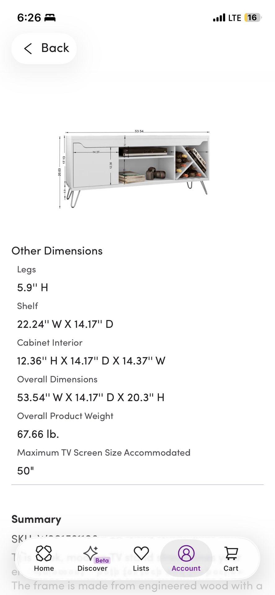 Dammon White Storage TV Stand