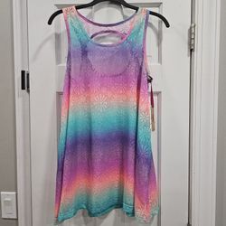 New with Tags: Justice Girls XL (16/18) Rainbow Lace Swing Swim Coverup *Great Bridge*