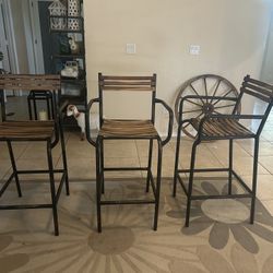 3 Rustic Bar Stools 