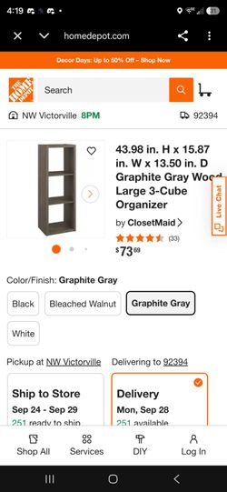 ClosetMaid 3-Cube Organizer Graphite Gray