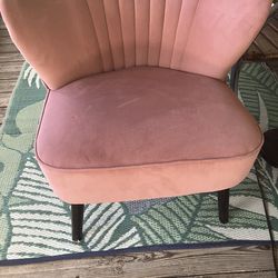 Pink Velvet Accent Chair - Shell Back