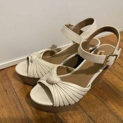 Report Cream Cork Wedge Sandals
