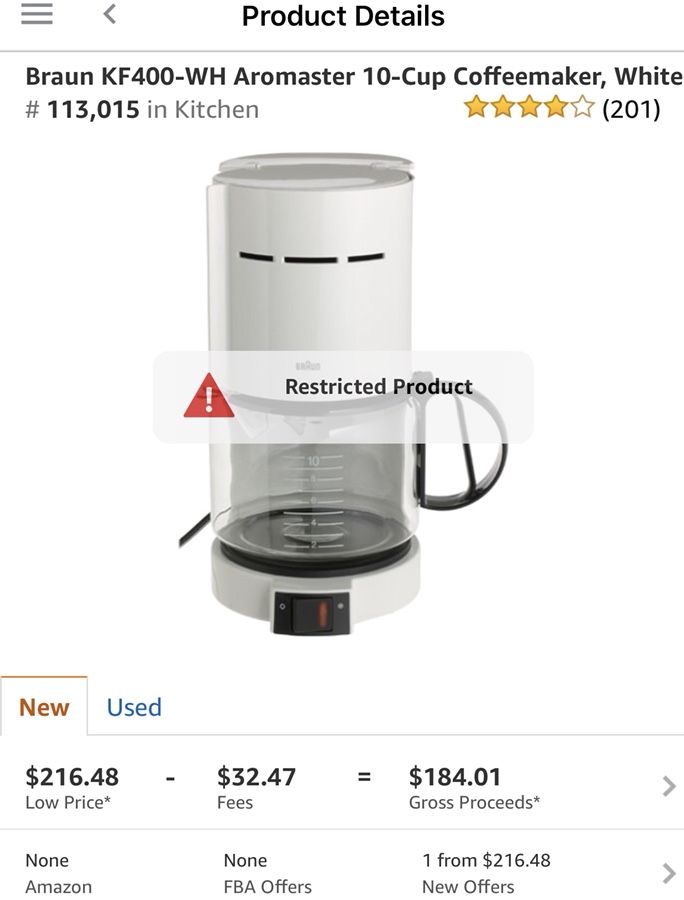 Braun Kf400-WH aromaster 10 cup coffee maker
