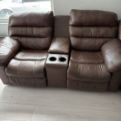 Leather Recliner Love Sofa