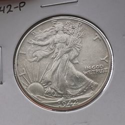1942 P UNC SILVER WALKING LIBERTY HALF DOLLAR