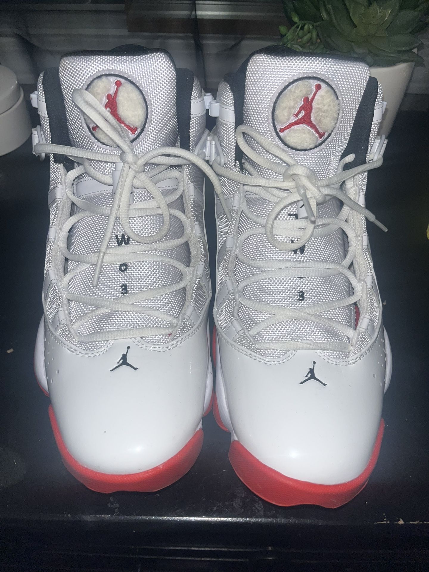Jordan 6 Rings White/university Red 10.5