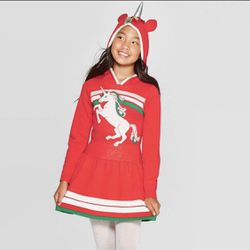 Girl’s Christmas Sweater Unicorn Dress XL