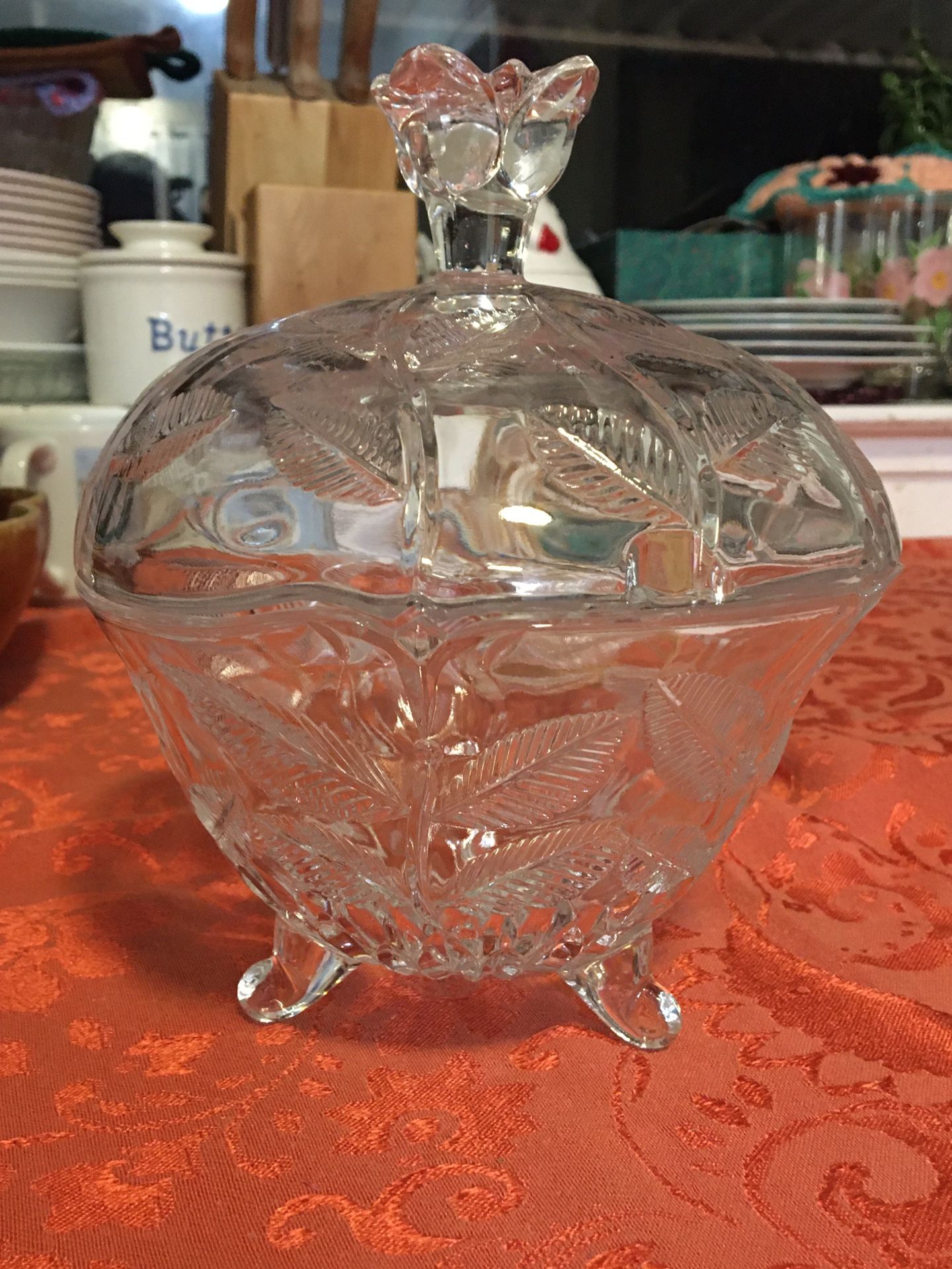 Crystal Footed Dish With lid