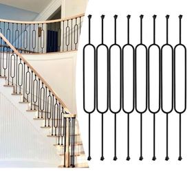 (Brand New in Box) Wrought Iron Balusters - 8 Pack Hollow Single Oval & Square Spindles, 1/2" Metal with Iron Swivel Shoes /A1-CN-5449