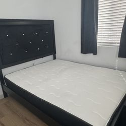 Queen bed frame (LED strip built in)  with queen mattress