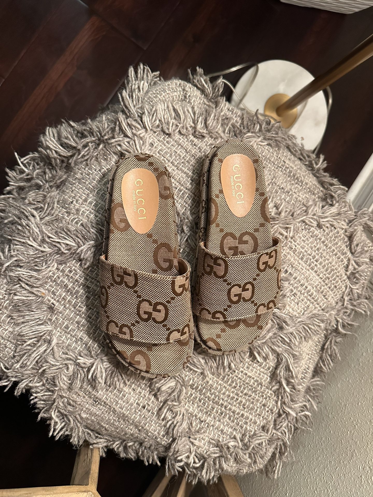 Super Cute Gucci Canvas Slides