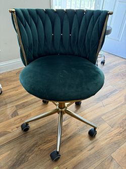 Green Velvet Rolling Chair