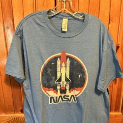 Nasa Rocket Blue Space Ship T-Shirt