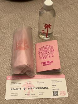 Pink Palm Puff Miami pop up umbrella