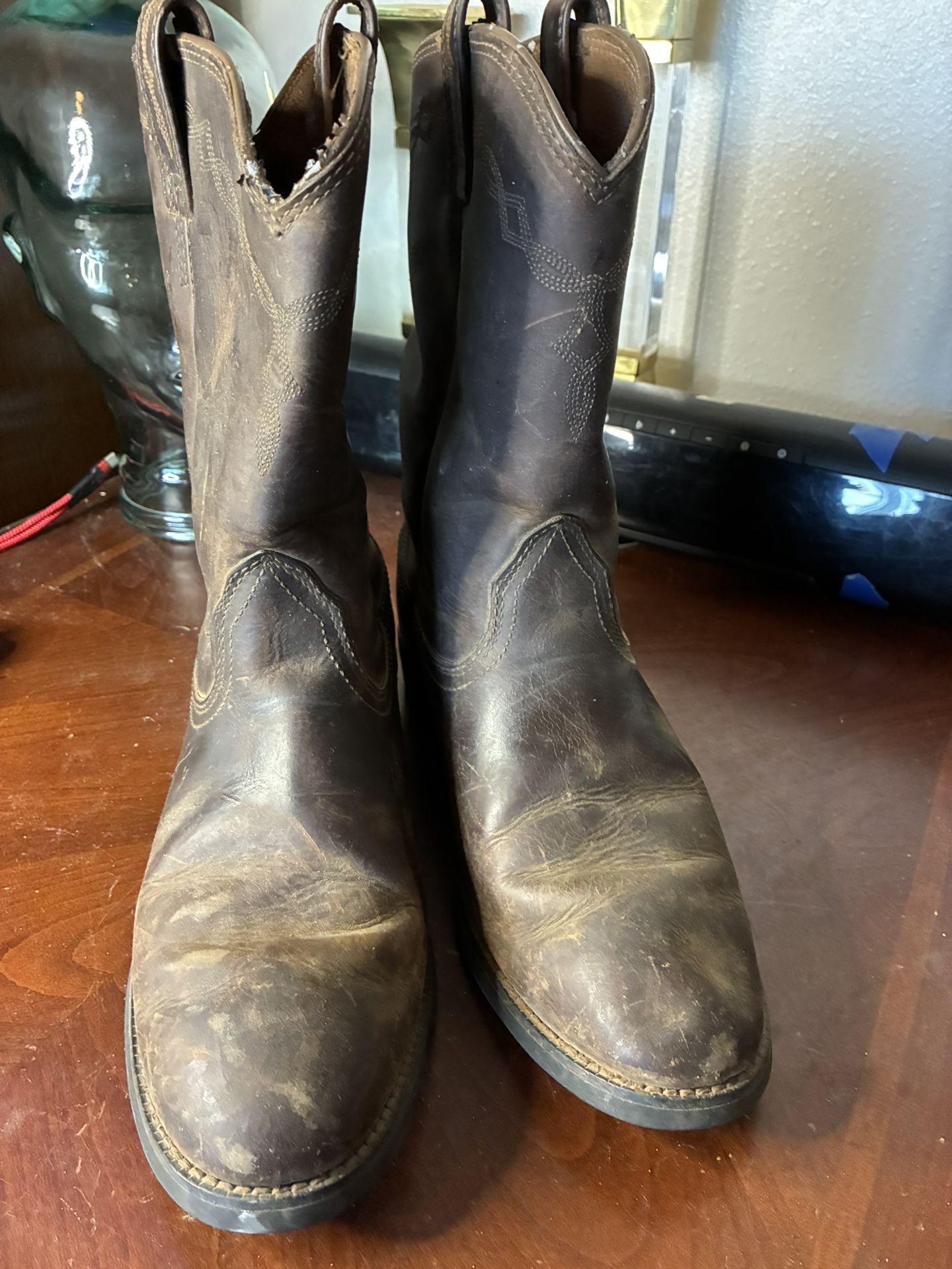 Ariat Heritage Roper Western Boots Womens Sz 8C Distressed Brown