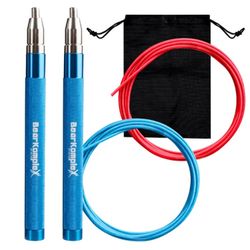 Bear KompleX Speed Jump Rope - Get Fit Fast with Double Unders - Boxing & Conditioning - Fast & Easy Set Up - 2 Lightweight Cables + 2 Handles (RoyalB