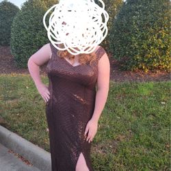Chocolate/Gold Sparkle Dress - Size XL