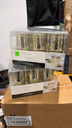 Gold Tea light holders 12 count (2 packages)