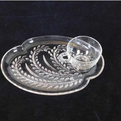 Vintage Crystal Dishes Plates Cups Set Original Box New Old Stock 