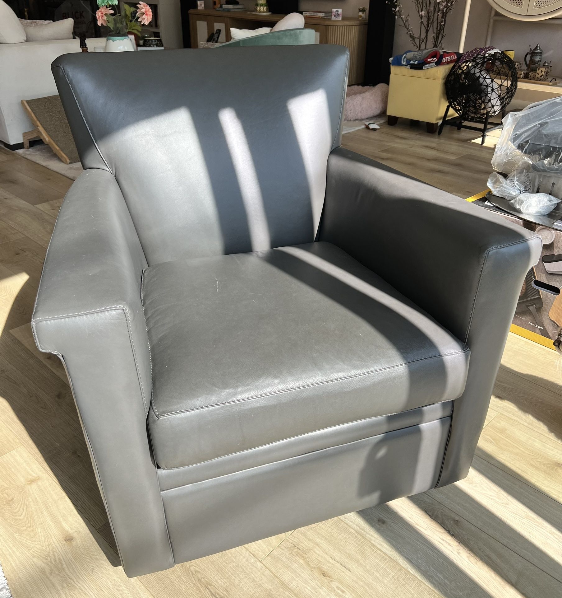 Crate Barrel Leather Swivel Chair