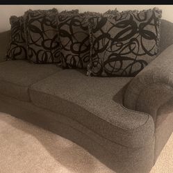 2 Pc Couch Set Grey With Accent Pillows