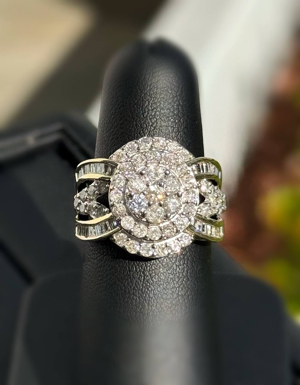 Jewelry 10k solid yellow gold natural diamond baguette 4.50CTW cluster ring size 7.00