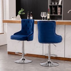 Velvet Bar Stool Chairs (Set of 2pc)