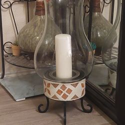 Two Foot Tall EXTRA LARGE CANDLE HOLDER WITH LARGE New CANDLE INSIDE In JUSTIN 