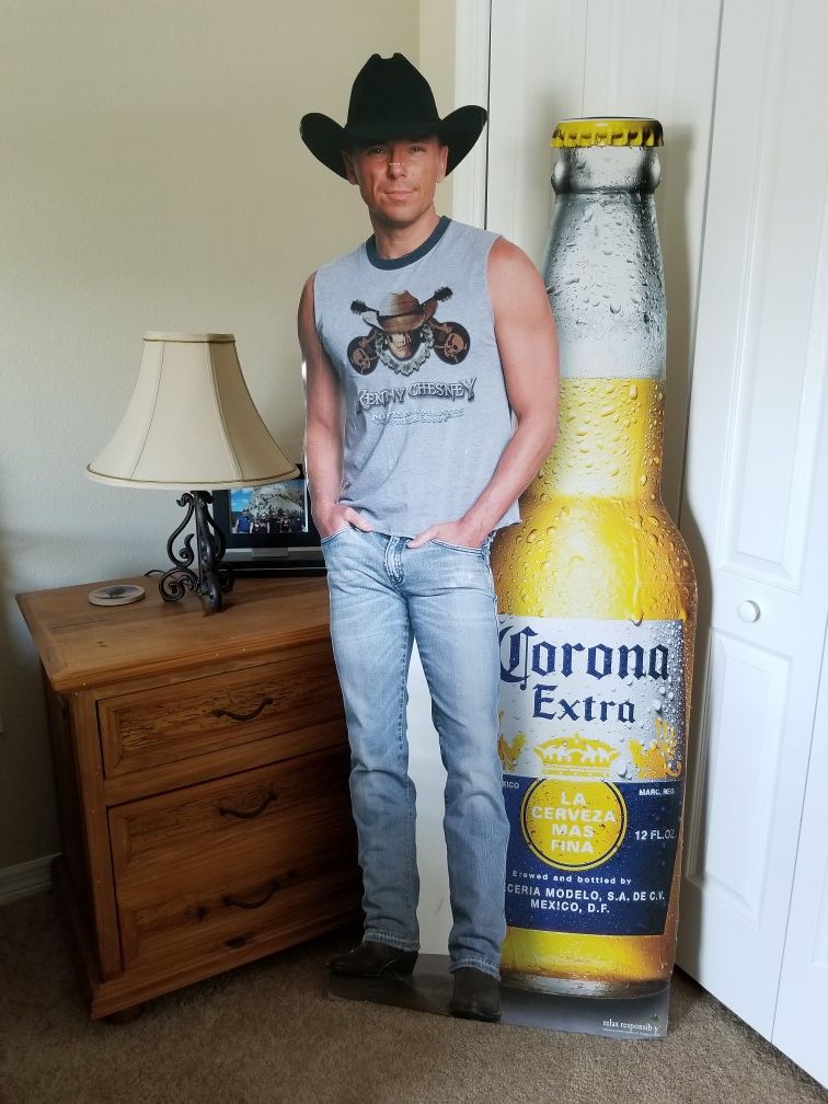 Kenny Chesney Corona Beer cardboard cutout display.