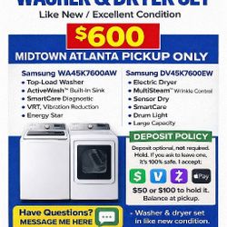 1️⃣ Samsung Deluxe Washer & Dryer Set – Like New – $600 (Midtown Pickup 12/30)