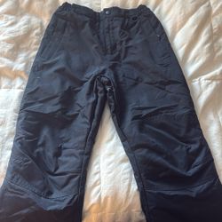 Lands End Kids Snow Ski Pants Gray Size 8 Pockets Button Easy on elastic waist