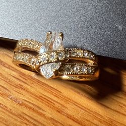 Gold Colored Stainless Steel Sparkley CZ Ring size 8