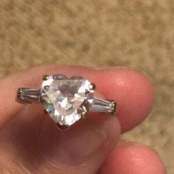 14k simulated diamond CZ heart engagement ring