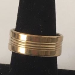 Gold Stainless Steel Ring, Size 9